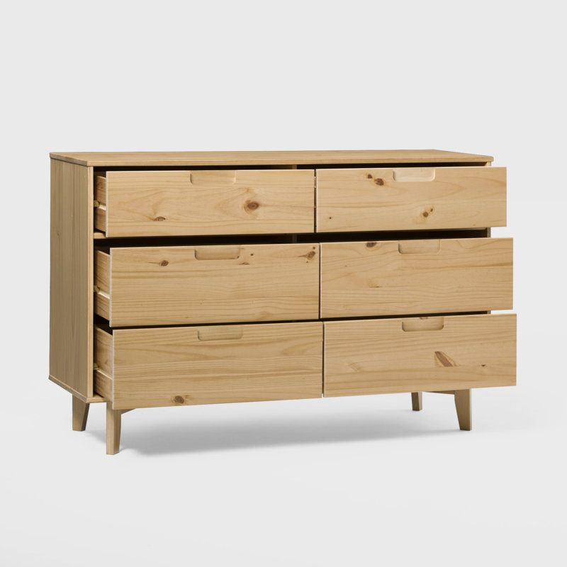 Ahlia 133cm W 6 - Drawer Chest of Drawers, Natural Pine