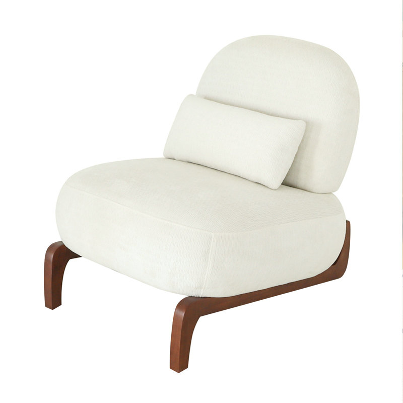 Chaise de salon en velours avec coussin moelleux, Blanc