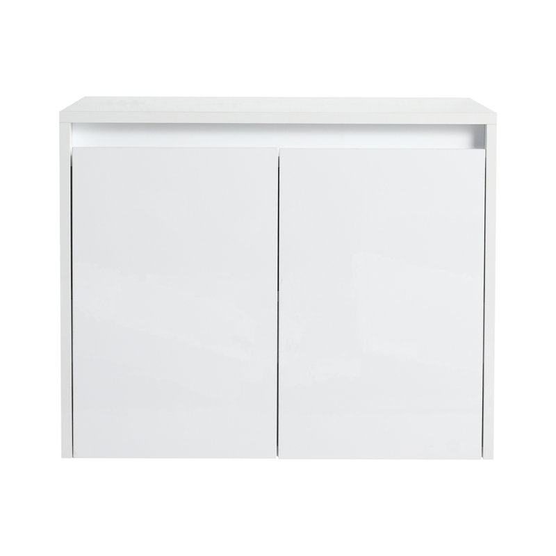 24" Bathroom Wall Cabinet, 2-Soft Close Doors, Float Mounting Design,Glossy White