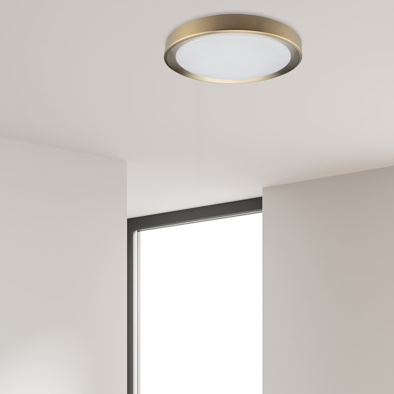LED Flush Mount, Aged Brass
