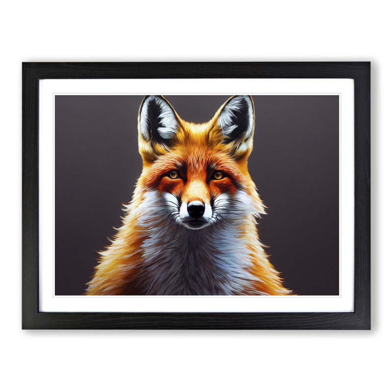 Incredible Fox - Single Picture Frame Print, 46cm H x 64cm W x 2cm D, Black