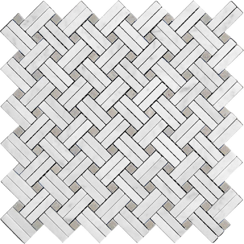 11.5" x 11.2" Natural Stone Mosaic Wall & Floor Tile, White