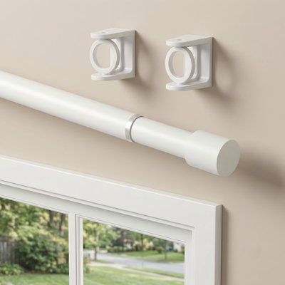 White Spring Loaded Tension Rod, 24-36 Inch Adjustable Pressure Expandable No Drilling for Windows, Kitchen, Doorway, Bathroom, Closet