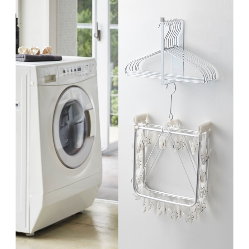 Compact White Steel Magnetic Clothes Hanger Rack