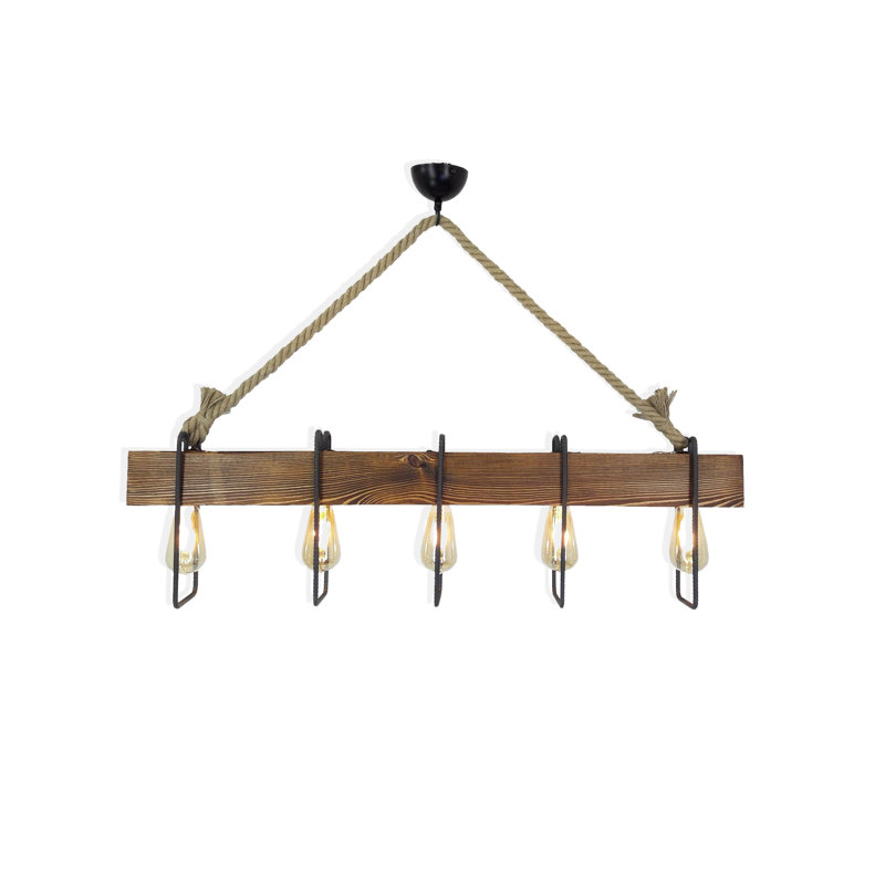 Lustre en bois de pin massif fait à la main