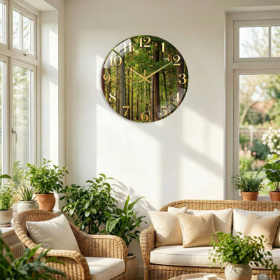 «Forest Scene», horloge murale en verre