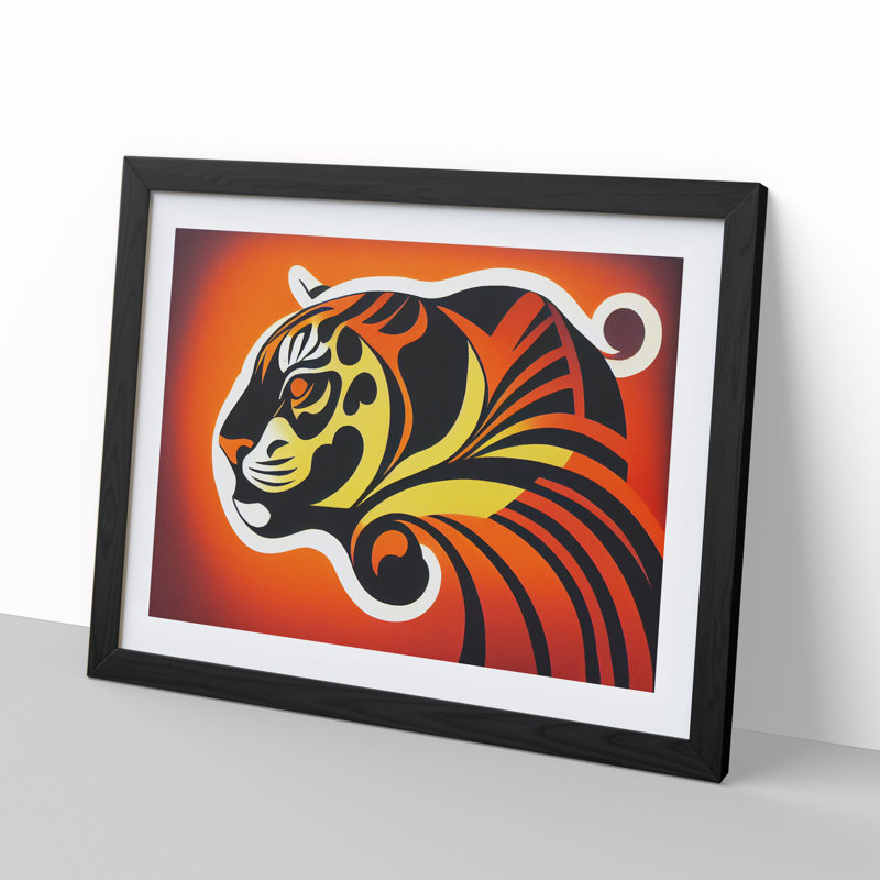 Tiger Abstract - Single Picture Frame Print, 46cm H x 64cm W x 2cm D, Black Framed