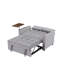 Lit convertible en velours gris - table d'appoint et pieds modernes en plastique avec table et siège, sans effort, 3 niveaux de confort réglables, accoudoirs fonctionnels