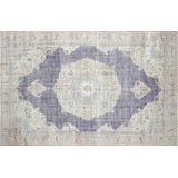One-of-a-Kind Hand-Knotted 1960s 8'3" x 13' Wool Area Rug in Dark Purple/Gray