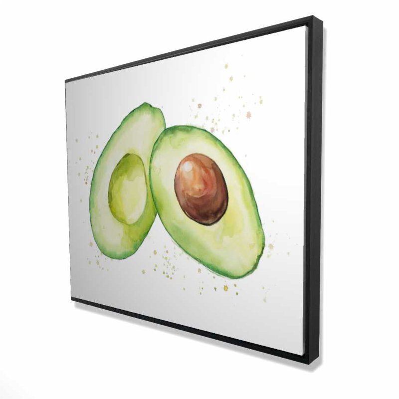 «Watercolor Open Avocado», art sur toile encadré