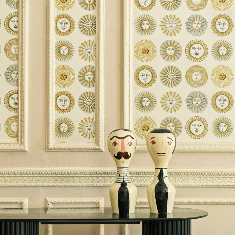 Soli Geometric Wallpaper Roll, Cream/Gold