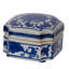  Ensemble de 3 boîtes de rangement décoratives en porcelaine, motif floral blanc et bleu