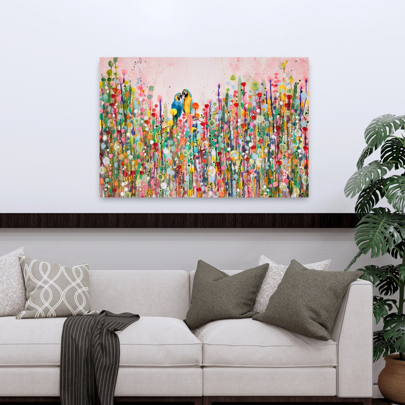Art contemporain, fleur tropicale, art tropical, H 32 po x l 48 po