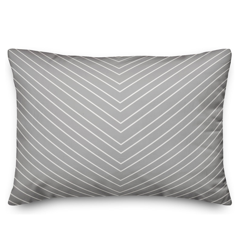  Chevron Lumbar Pillow, Gray