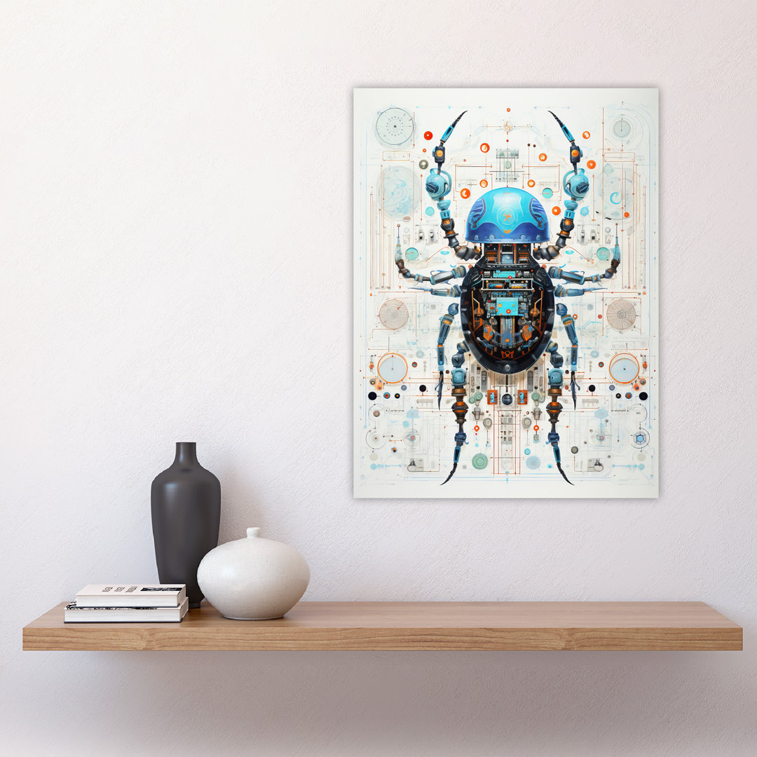Wall Art Print Nanobot Beetle Robot Hybrid Secret Military Schematic Futuristic Complex Arcane Manuscript Gift For Cave Poster
