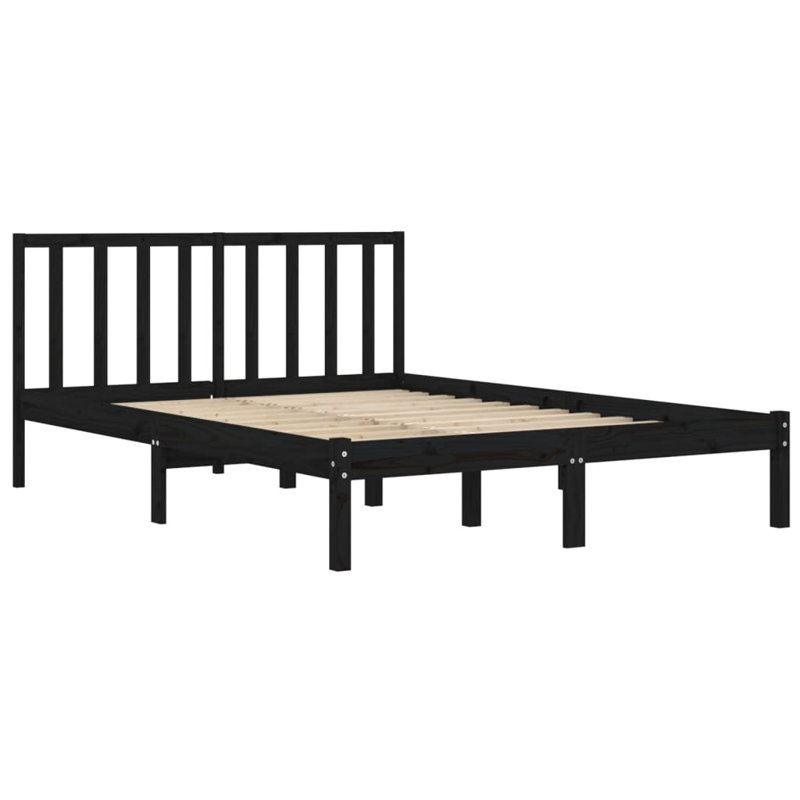 Bed Frame Solid Wood, Kingsize (5'), Black