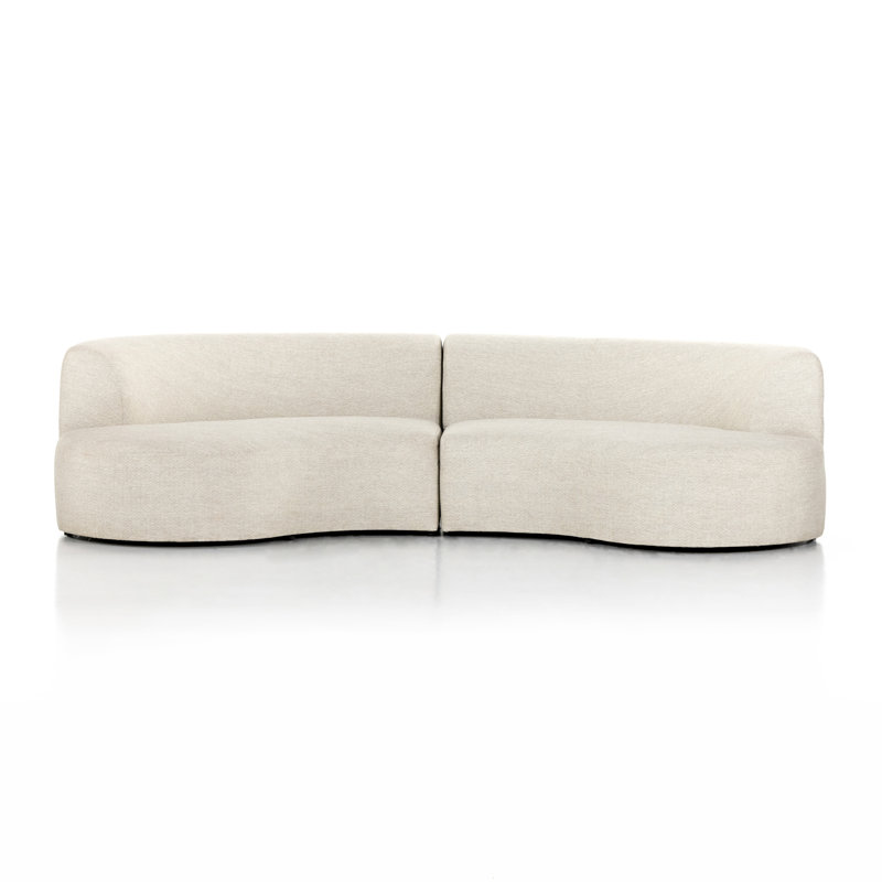 Opal 126" Wide Outdoor Curved Patio Sectional with Cushions, Faye Sand, Symmetrical
