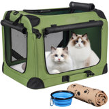Large Cat Carrier For 2 Cats Small Medium Dogs, Soft Pet Carrier 24X17x17 For Travelling With Warm Blanket Foldable Bowl And Washable Pad