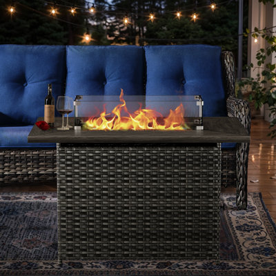 Table rectangulaire pour foyer d'extérieur au propane de 41 po avec pare-vent