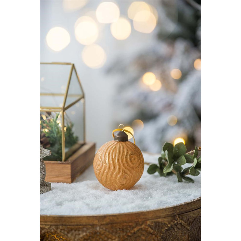 Ornements de boules de Noël D3 ", boules de Noël suspendues en verre, ensemble de 12, Doré