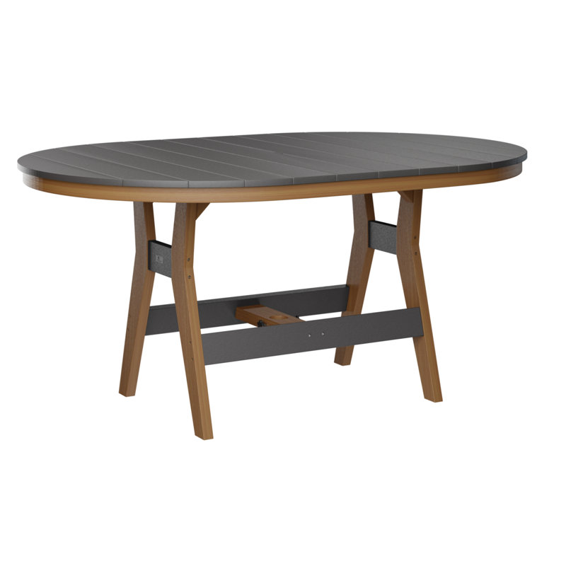 Harbor Outdoor Oval Dining Table, Natural Teak, Smoke Gray