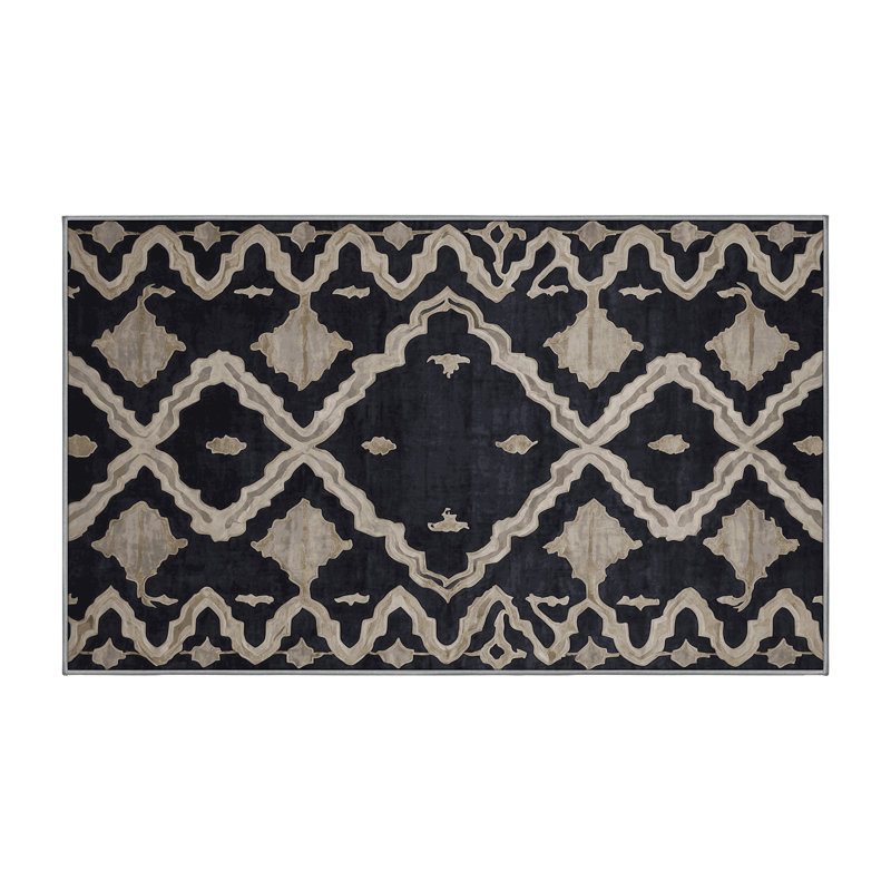 Tapis gris lavable à la machine, Rectangle 7 pi x 9 pi