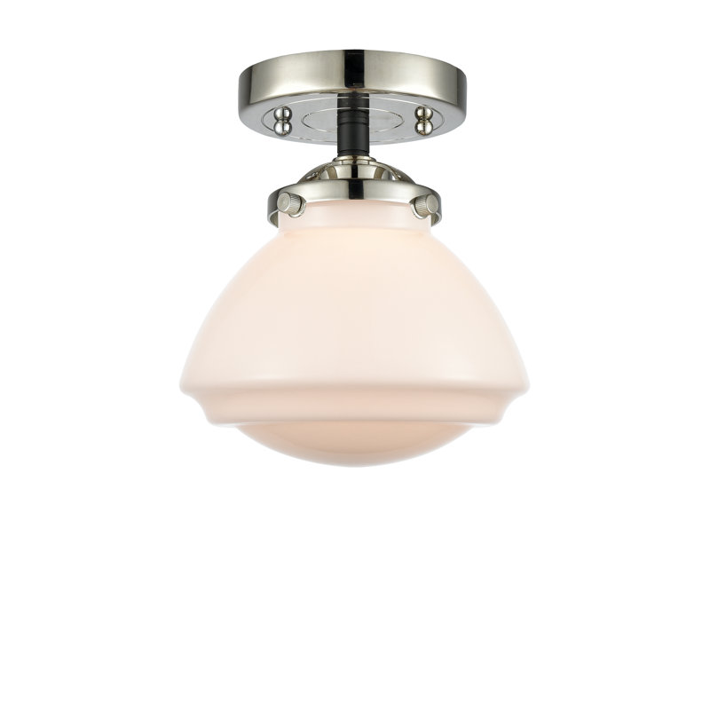 Plafonnier semi-encastré 1 lumière Chesterville 6,75 po, Ampoule non incluse, Grainé, Nickel poli noir