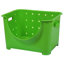 Basicwise Stackable Plastic Storage Bin - Clear Organizer Box for Closet, Pantry, Toys, Office - Sturdy, Cut Out Handles, Easy Access Even When Stacked - 10"W x 11"D x 9"H, Green