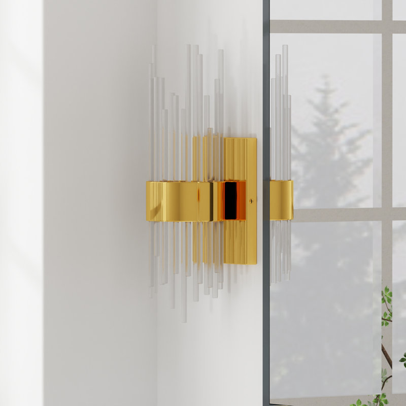 Wahib Sconce - Brass Finished Metal and Clear Glass Body