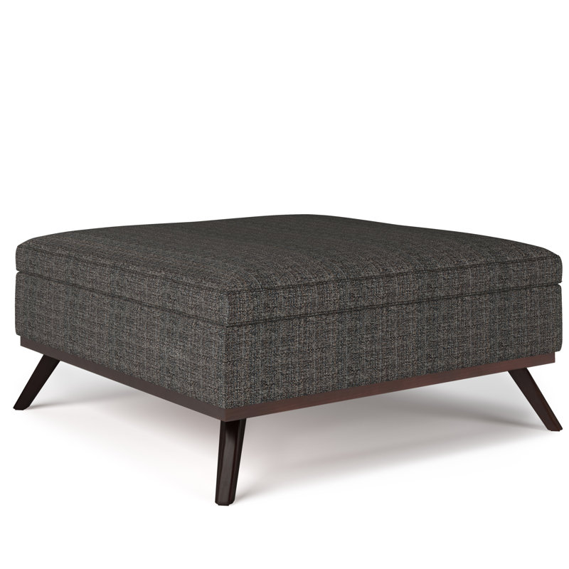 Owen Mid Century Ebony Square Storage Ottoman