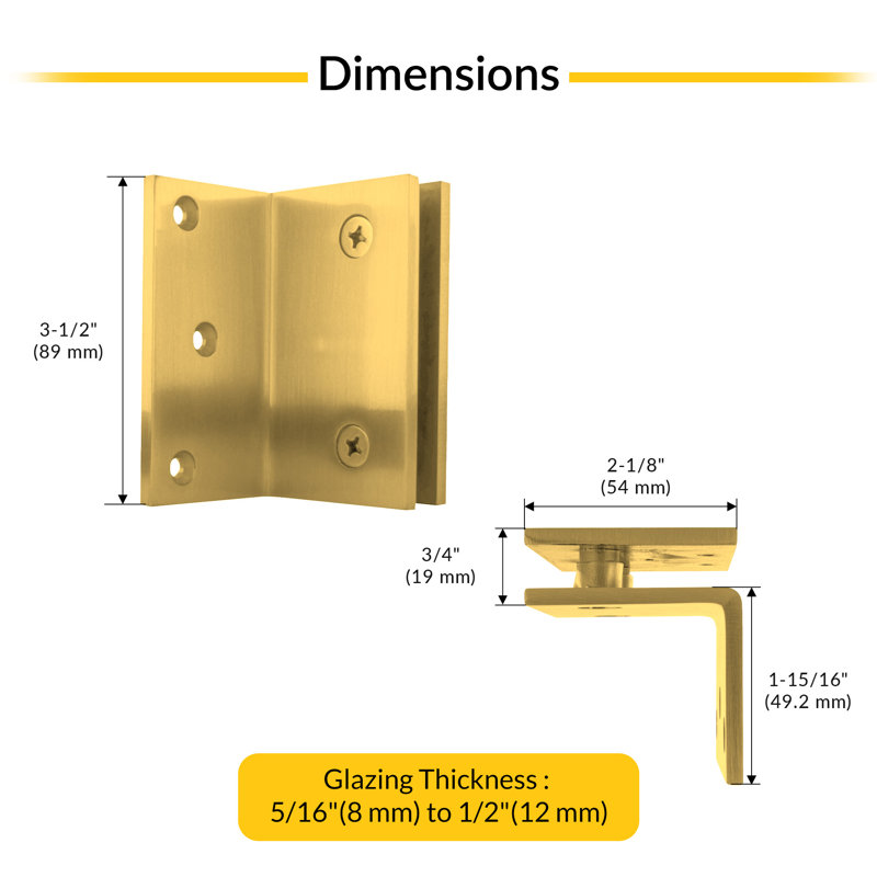 3-1/2" Height Wall Mount Bracket Satin Brass Finish, Satin Brass