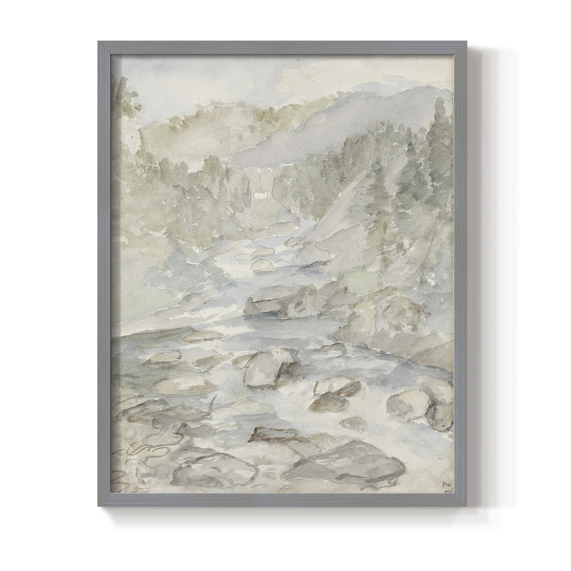 Vintage Landscape CXVI Framed Print - Solid Wood, 11" H x 9" W, Gray