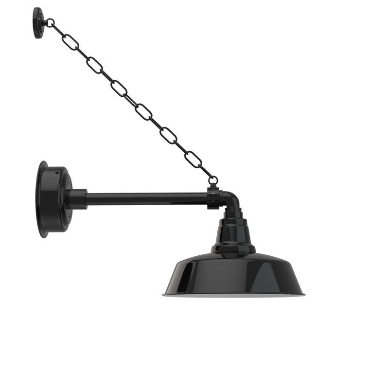 Luminaire de grange d'extérieur à DEL Vandervliet, H 10 po x l 12 po x P 23 po, Noir