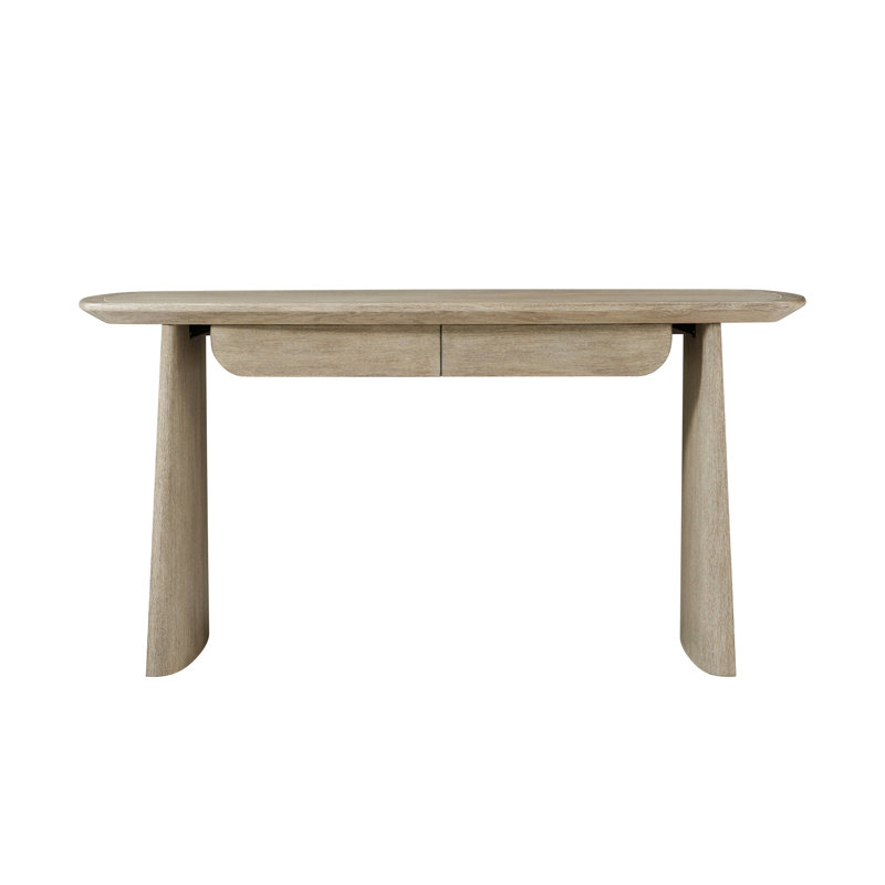 Repose Solid Wood Writing Desk, Gray Oak