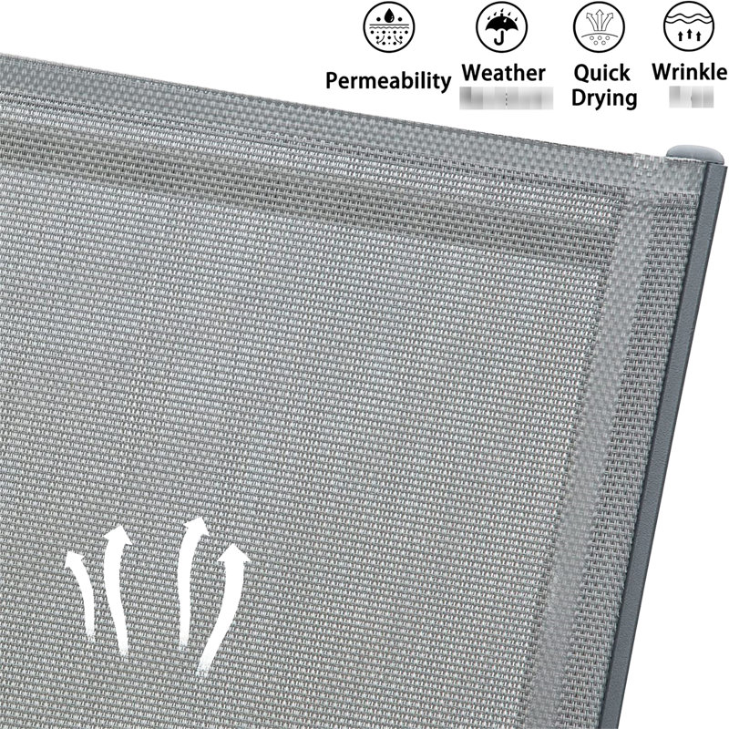 Grey Patio Chaise Lounge Chair Of 3 - Outdoor Chairs With 5 Adjustable Positions And Side Table For Beach, Balcony, Poolside, Yard 3 Aluminum Frame Yard, Poolside (Grey Intriguing Style