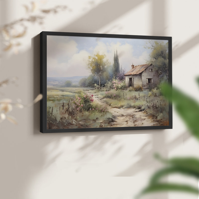 Paysages rétro-dxlviii - reproduction encadrée - réversible, H 8 po x l 10 po, Noir