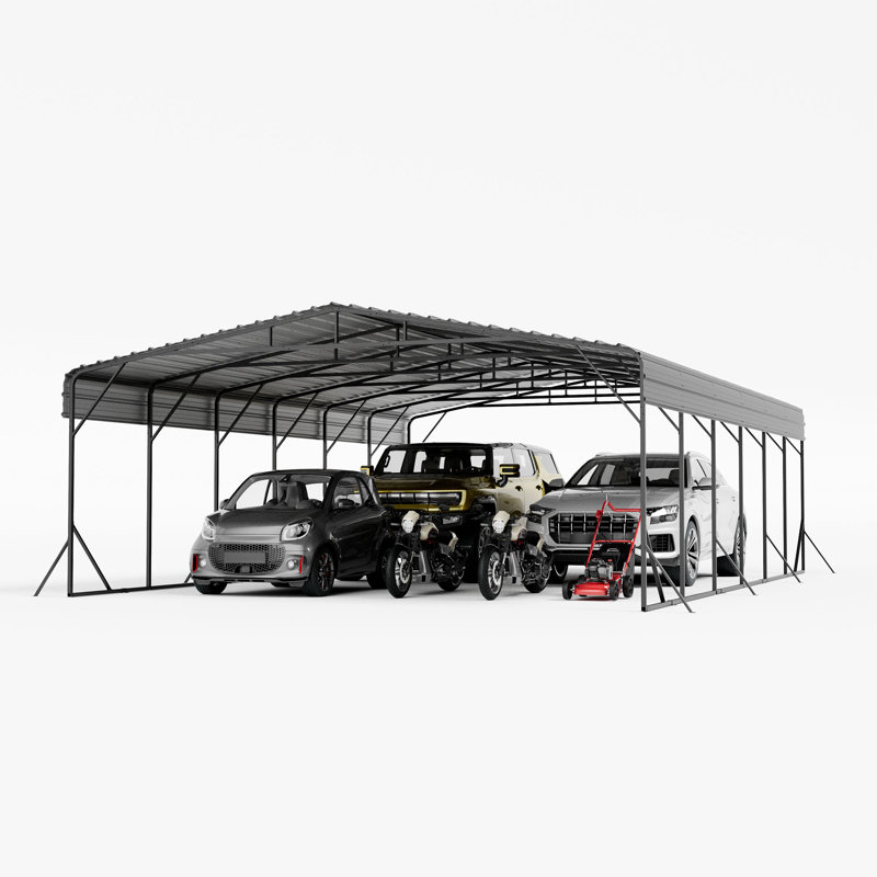Heavy Duty Carport with Galvanized Steel Roof, 20 Ft. W x 30 Ft. D