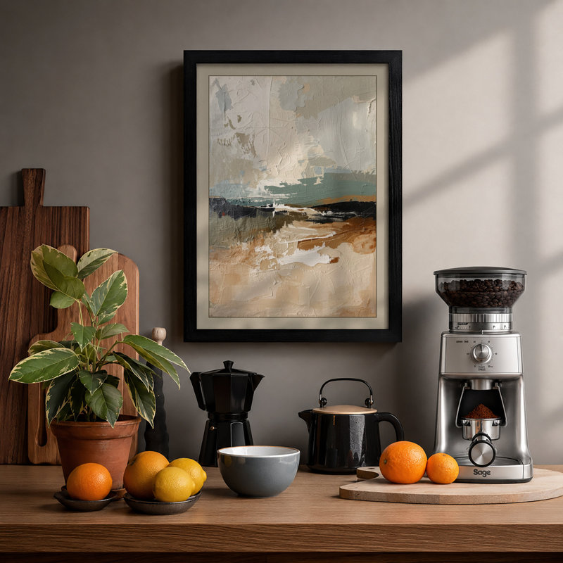 Layered Horizons Scandinavian - Framed Print, A1 - 84.1 x 59.4 cm, Black