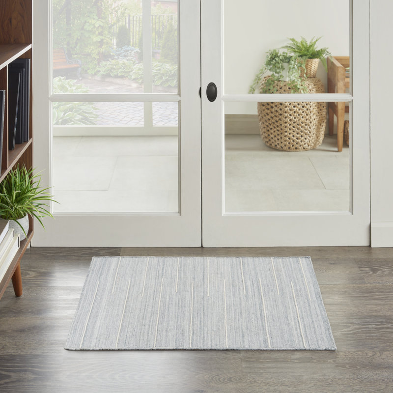 Anerinda Solid Hand Loomed Wool/Cotton Area Rug in Light Blue, Runner 2'3" x 7'6"