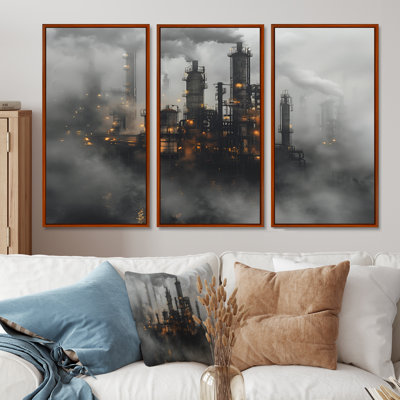 Grey Manufacturing Factories Power - Factories Wall Art Print Set