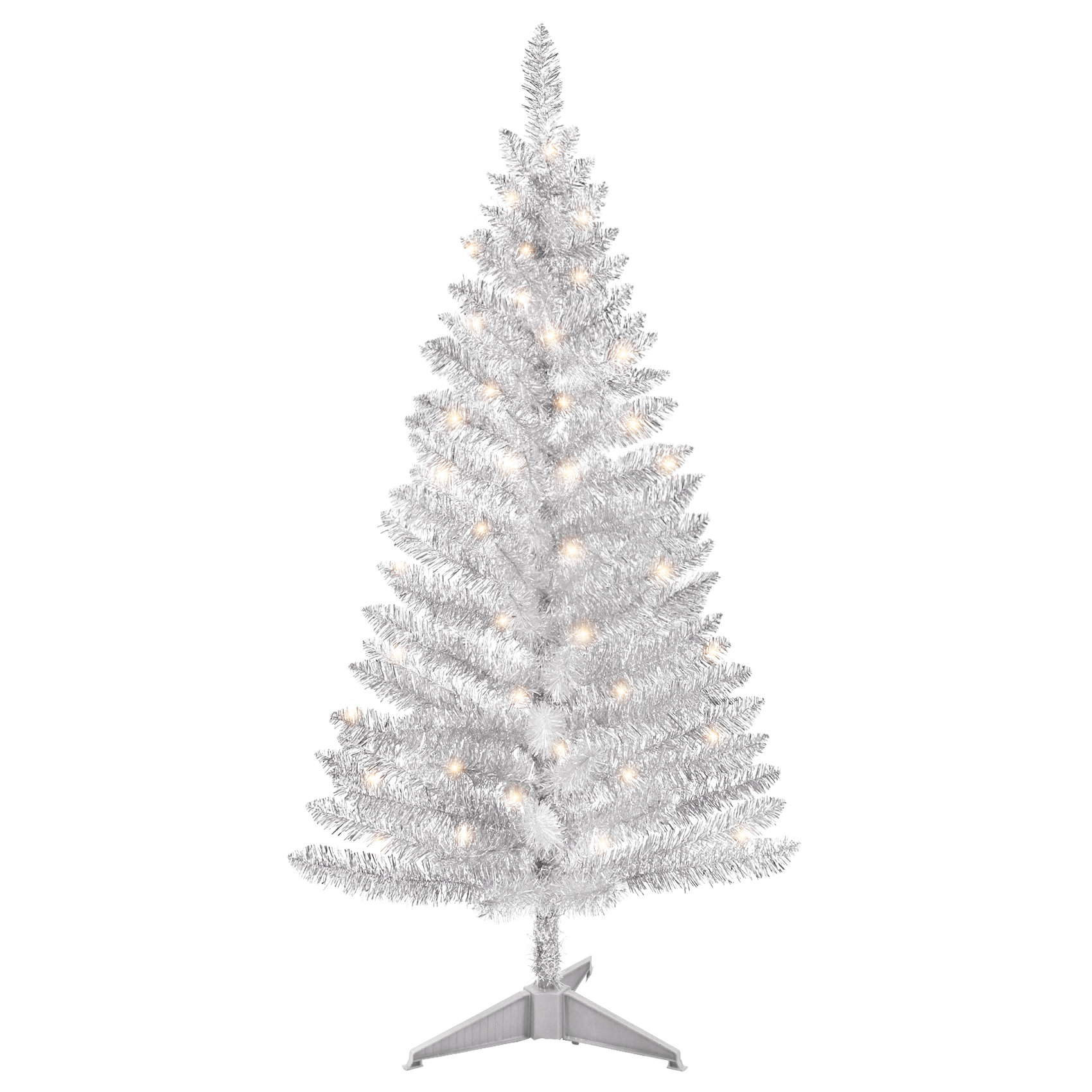 Wrought Studio 4ft PreLit Artificial Christmas Tree, 122 Silver Branch