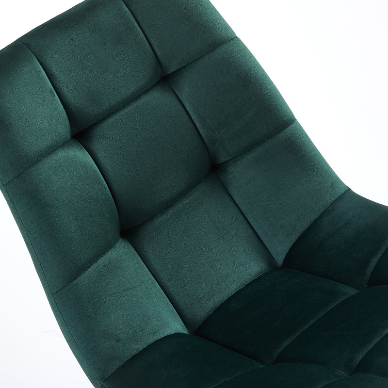 Ensemble de 4 chaises de salle à manger rembourrées en velours, 4, Vert forêt