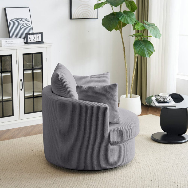 Advita Upholstered Swivel Armchair, Grey