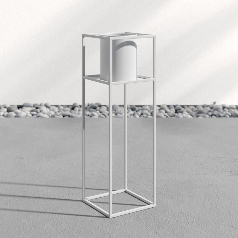 Doorfield Glass Elevated Planter, 26.75" H x 8.5" W x 8.5" D, White