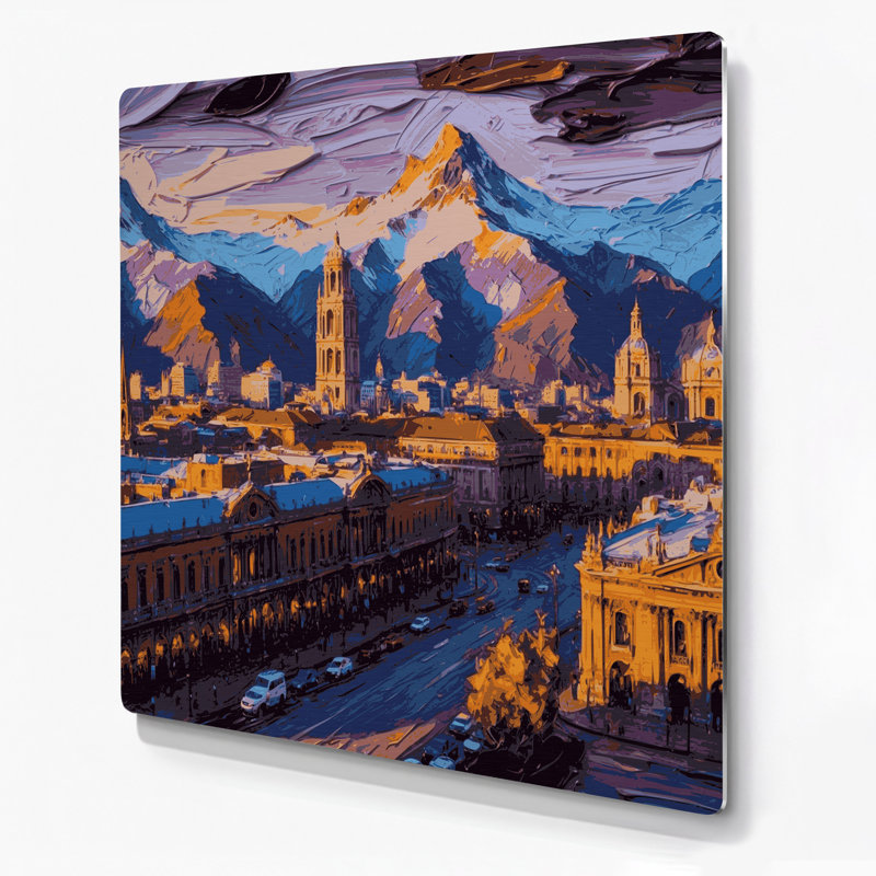 Villes, Chili, Chili, art mural en métal mauve
