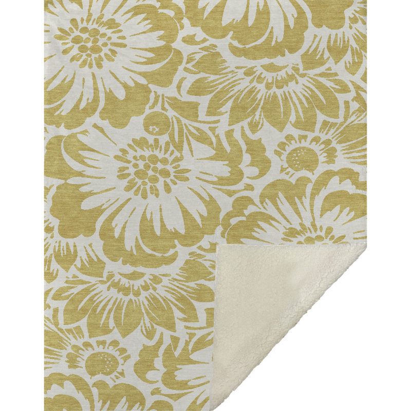 Jeté en sherpa floral Addison, Doré