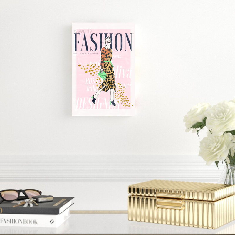 Couverture de magazine de mode - peinture sur toile tendue, H 12 po x l 8 po x P 1,25 po