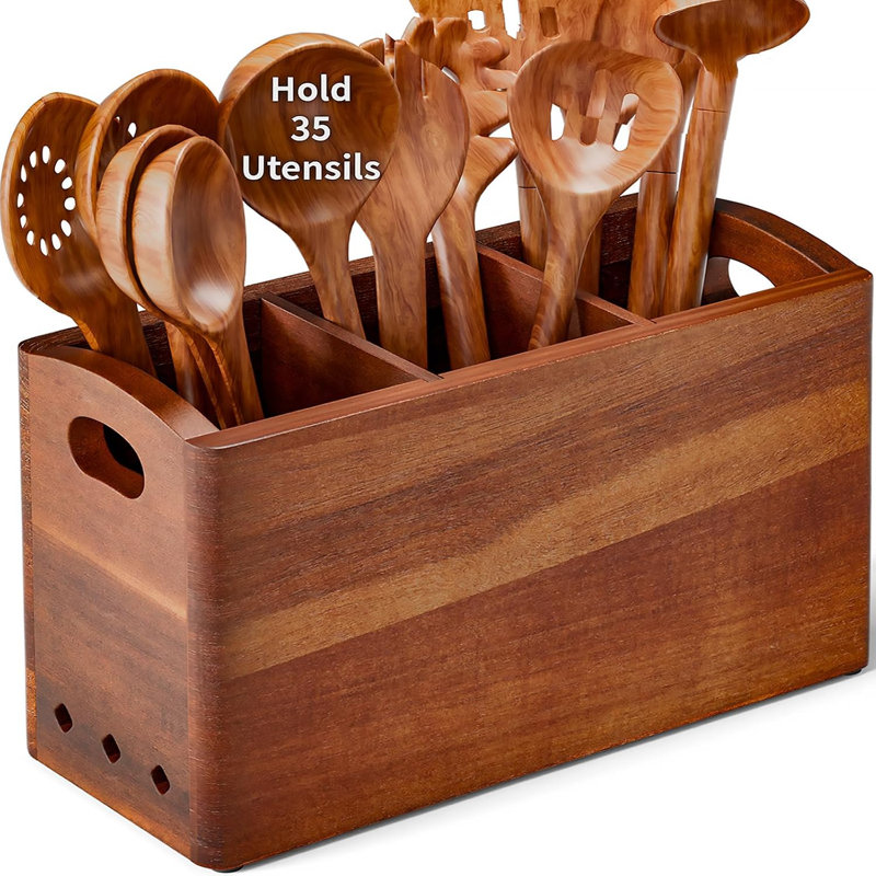 Wood Rectangle Flatware Caddy