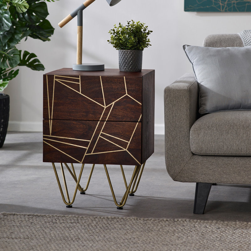 Rosenkranz Side Table with Storage, Dark Walnut