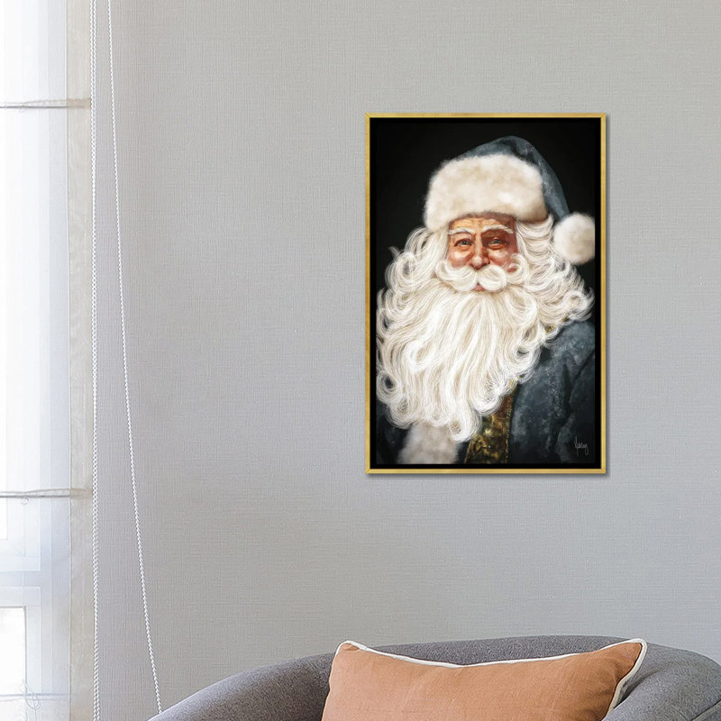 «Blue Santa», reproduction d'art sur toile encadrée, Doré